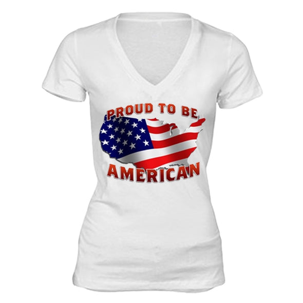 XtraFly Apparel Women's USA Map Proud to be American Pride V-neck Short Sleeve T-shirt