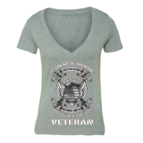 XtraFly Apparel Women's Veteran Blood Sweat Tears Military Pow Mia V-neck Short Sleeve T-shirt