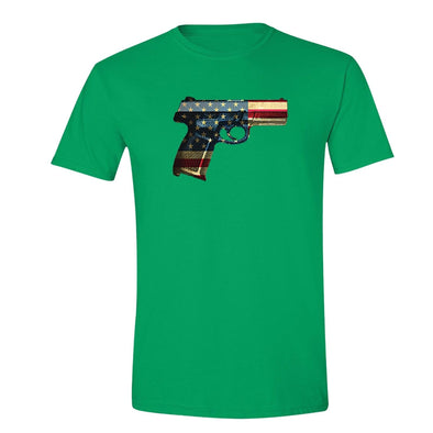 XtraFly Apparel Men's Gun Pistol Flag American Pride Crewneck Short Sleeve T-shirt