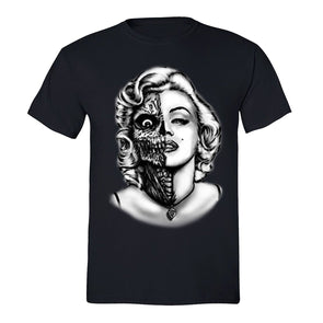 XtraFly Apparel Men's Zombie Skull Marilyn Monroe Crewneck Short Sleeve T-shirt