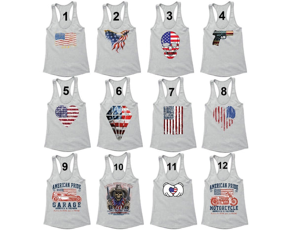 XtraFly Apparel Women's American Flag Distressed 4th of July Racer-back Tank-Top