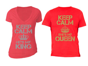 XtraFly Apparel Queen Reina King Rey Valentine's Matching Couples Short Sleeve T-shirt