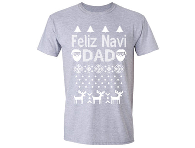 XtraFly Apparel Men's Feliz Navi Dad Navidad Ugly Christmas Crewneck Short Sleeve T-shirt