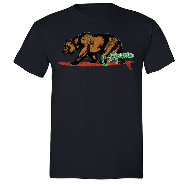 XtraFly Apparel Men's Surfing Bear California Pride Crewneck Short Sleeve T-shirt