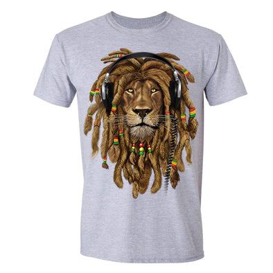 XtraFly Apparel Men's Lion Rasta Reggae  Crewneck Short Sleeve T-shirt