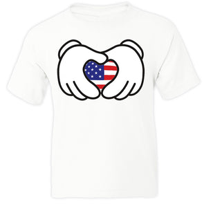 XtraFly Apparel Boys Hands Heart Flag American Pride Crewneck Short Sleeve T-shirt