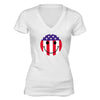 XtraFly Apparel Women's American Flag Distressed 4th of July V-neck Short Sleeve T-shirt