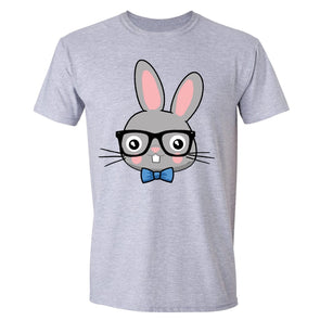 XtraFly Apparel Men's Rabbit Nerd EyeGlasses Easter Crewneck Short Sleeve T-shirt