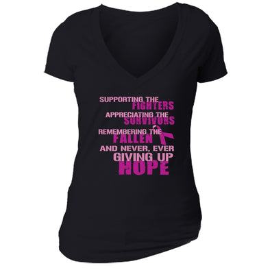 XtraFly Apparel Women's Breast Cancer Awareness V-neck Short Sleeve T-shirt