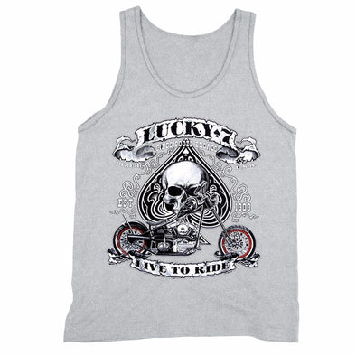 XtraFly Apparel Men's Lucky 7 Skull Live to Ride Biker Motorcycle Tank-Top