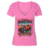 XtraFly Apparel Women's Main Street Route 66 Car Truck Garage V-neck Short Sleeve T-shirt