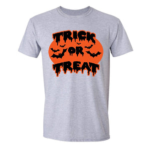 XtraFly Apparel Men's Trick or Treat Bats Halloween Pumpkin Crewneck Short Sleeve T-shirt