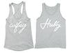 XtraFly Apparel Wifey Hubby Valentine's Matching Couples Racer-back Tank-Top