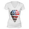 XtraFly Apparel Women's Flag Diamond Crystal American Pride V-neck Short Sleeve T-shirt
