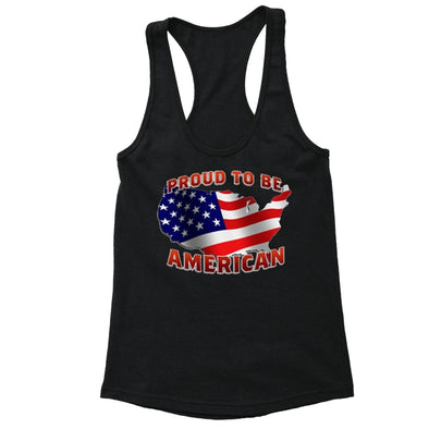 XtraFly Apparel Women's USA Map Proud to be American Pride Racer-back Tank-Top