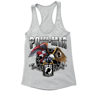 XtraFly Apparel Women's American Eagle Military Pow Mia Racer-back Tank-Top