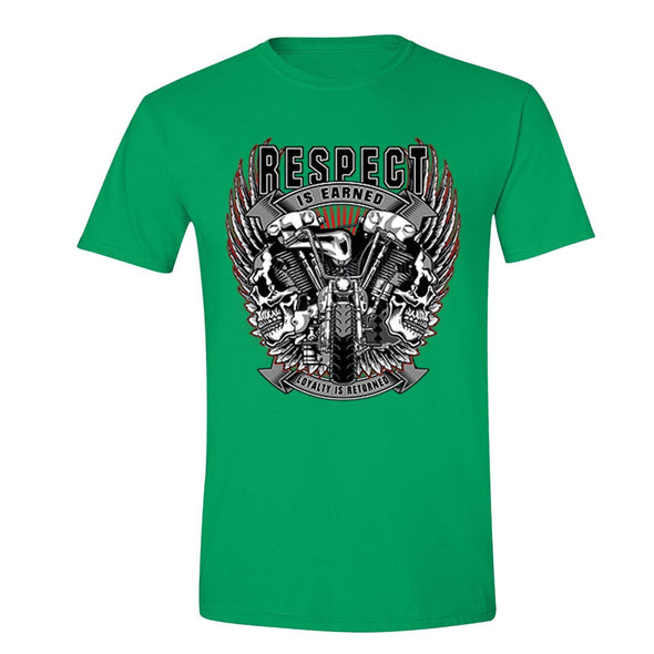 XtraFly Apparel Men's Respect Earned Loyalty Biker Motorcycle Crewneck Short Sleeve T-shirt