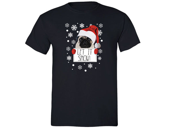 XtraFly Apparel Men's Let It Snow Pug Ugly Christmas Crewneck Short Sleeve T-shirt