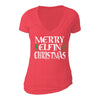 XtraFly Apparel Women's Elf Merry Elfin Xmas Ugly Christmas V-neck Short Sleeve T-shirt
