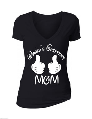 XtraFly Apparel Women's Greatest Mom Mother's Day V-neck Short Sleeve T-shirt