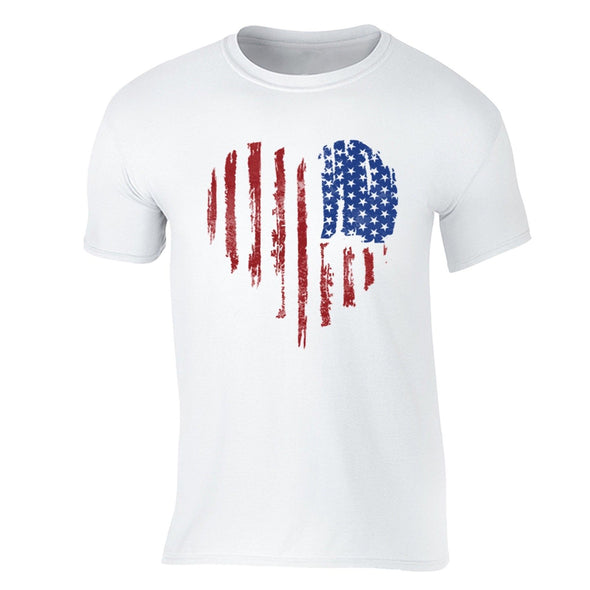 XtraFly Apparel Men's American Flag Distressed 4th of July Crewneck Short Sleeve T-shirt