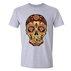 XtraFly Apparel Men's Diamond Sugarskull Cross Skulls Day Of Dead Crewneck Short Sleeve T-shirt