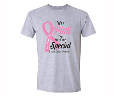 XtraFly Apparel Men's Real Men Wear Pink Breast Cancer Ribbon Crewneck Short Sleeve T-shirt