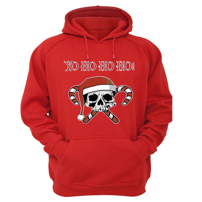 XtraFly Apparel Yo Ho Ho Ho Skull Ugly Christmas Hooded-Sweatshirt Pullover Hoodie