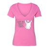 XtraFly Apparel Women's Let's Get Sheet Faced Halloween Pumpkin V-neck Short Sleeve T-shirt