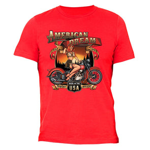 XtraFly Apparel Men's American Dream Milwauke Biker Motorcycle Crewneck Short Sleeve T-shirt