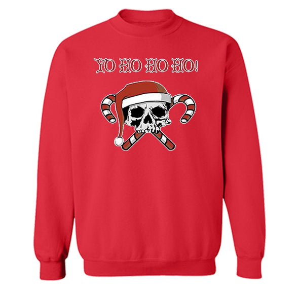 XtraFly Apparel Yo Ho Ho Ho Skull Ugly Christmas Pullover Crewneck-Sweatshirt