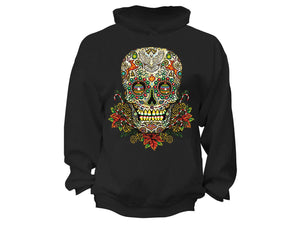 XtraFly Apparel Sugar Skull Tree Ugly Christmas Hooded-Sweatshirt Pullover Hoodie