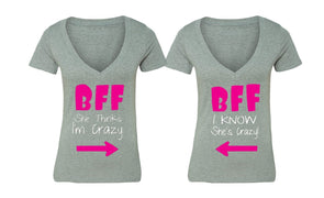 XtraFly Apparel BFF Crazy Pink Valentine's Matching Couples Short Sleeve T-shirt