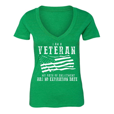 XtraFly Apparel Women's I Am Veteran US Flag Military Pow Mia V-neck Short Sleeve T-shirt