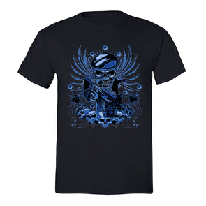 XtraFly Apparel Men's Skull Rifle Military Pow Mia Crewneck Short Sleeve T-shirt