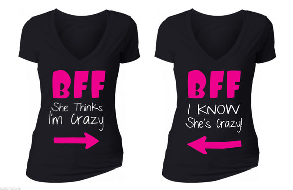 XtraFly Apparel BFF Crazy Pink Valentine's Matching Couples Short Sleeve T-shirt