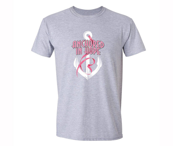 XtraFly Apparel Men's Anchored Hope Breast Cancer Ribbon Crewneck Short Sleeve T-shirt
