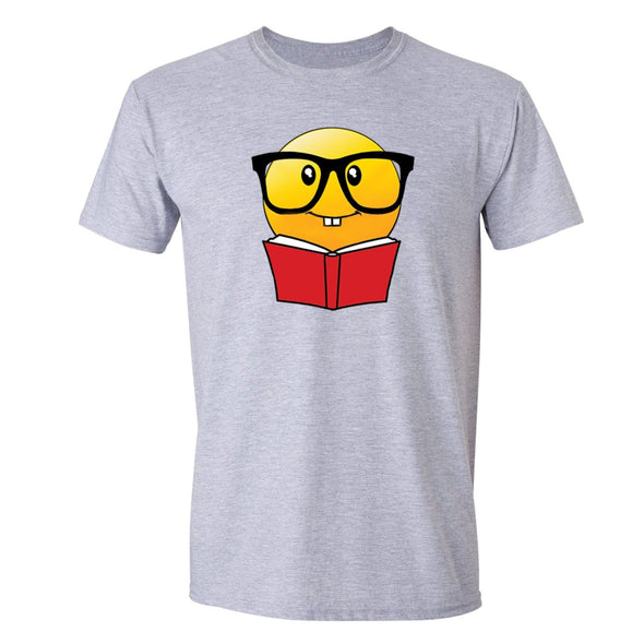 XtraFly Apparel Men's Emoji Nerd Bookworm Novelty Gag Crewneck Short Sleeve T-shirt