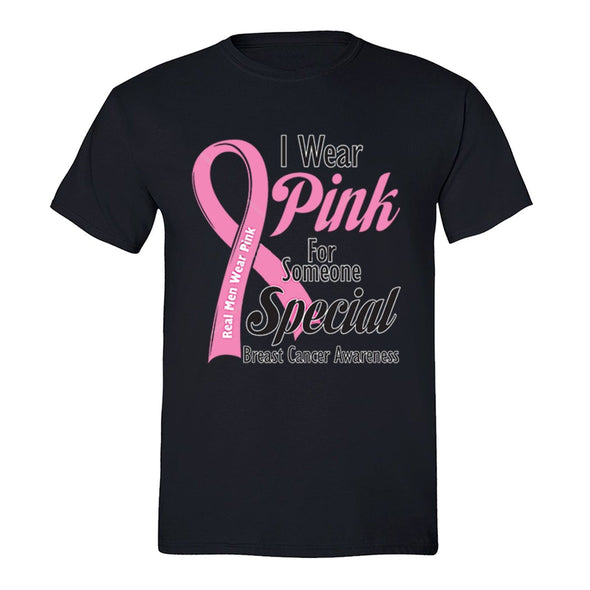 XtraFly Apparel Men's Real Men Wear Pink Breast Cancer Ribbon Crewneck Short Sleeve T-shirt