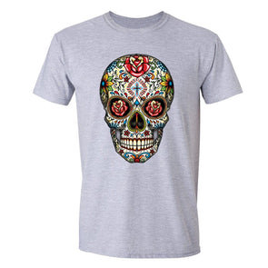 XtraFly Apparel Men's Muerte Cross Sugarskull Skulls Day Of Dead Crewneck Short Sleeve T-shirt