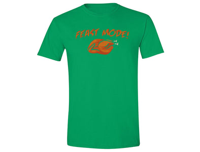 XtraFly Apparel Men's Feast Mode Turkey Gobble Thanksgiving Crewneck Short Sleeve T-shirt