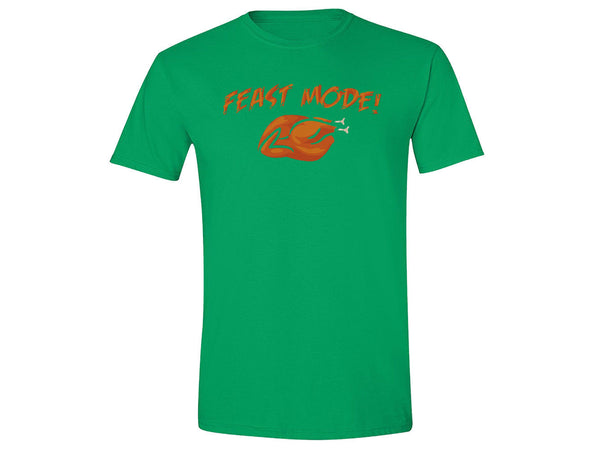 XtraFly Apparel Men's Feast Mode Turkey Gobble Thanksgiving Crewneck Short Sleeve T-shirt