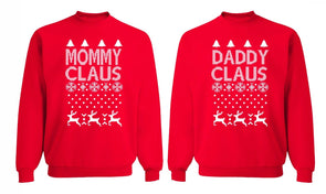 XtraFly Apparel Daddy Mommy Claus Santa Ugly Christmas Pullover Crewneck-Sweatshirt