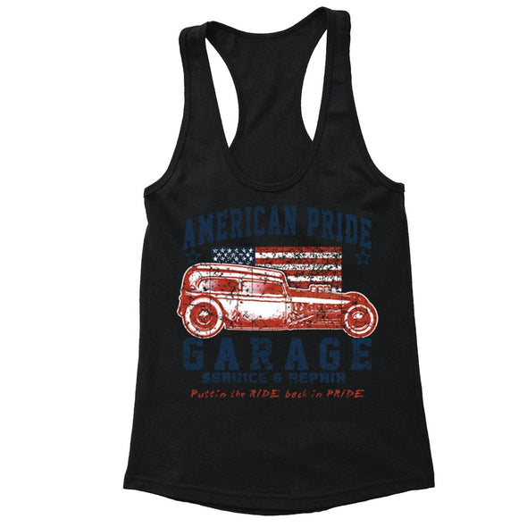 XtraFly Apparel Women's American Flag Distressed 4th of July Racer-back Tank-Top