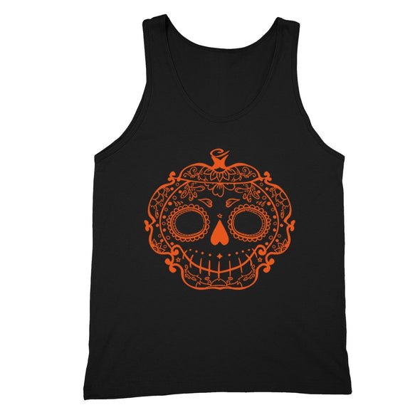 XtraFly Apparel Men's Spooky Sugarskull Halloween Pumpkin Tank-Top