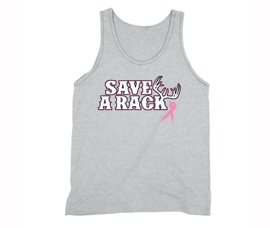 XtraFly Apparel Men's Save A Rack Antlers Breast Cancer Ribbon Tank-Top