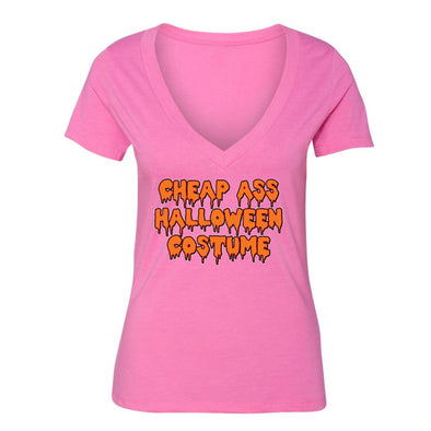 XtraFly Apparel Women's Cheap Ass Costume Halloween Pumpkin V-neck Short Sleeve T-shirt