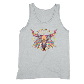 XtraFly Apparel Men's Cow Skull Dreamcatcher Pink Tribal Animal Tank-Top