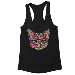 XtraFly Apparel Women's Cat Pussy Cat Pink Tribal Animal Racer-back Tank-Top