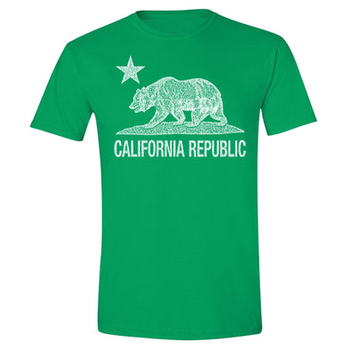 XtraFly Apparel Men's Bear Distressed CA California Pride Crewneck Short Sleeve T-shirt